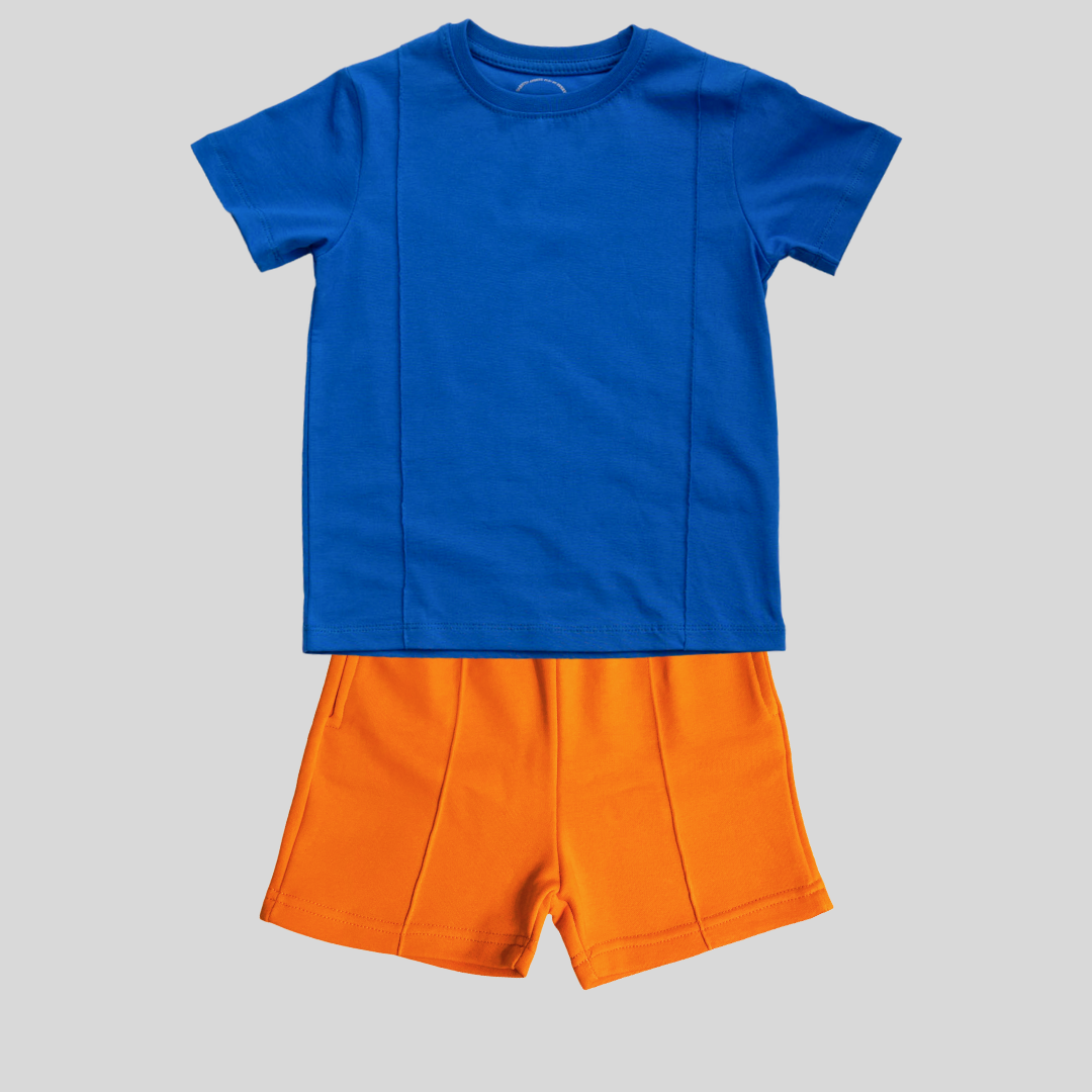 Double Stitched Boys Set (Royal Blue X Orange)