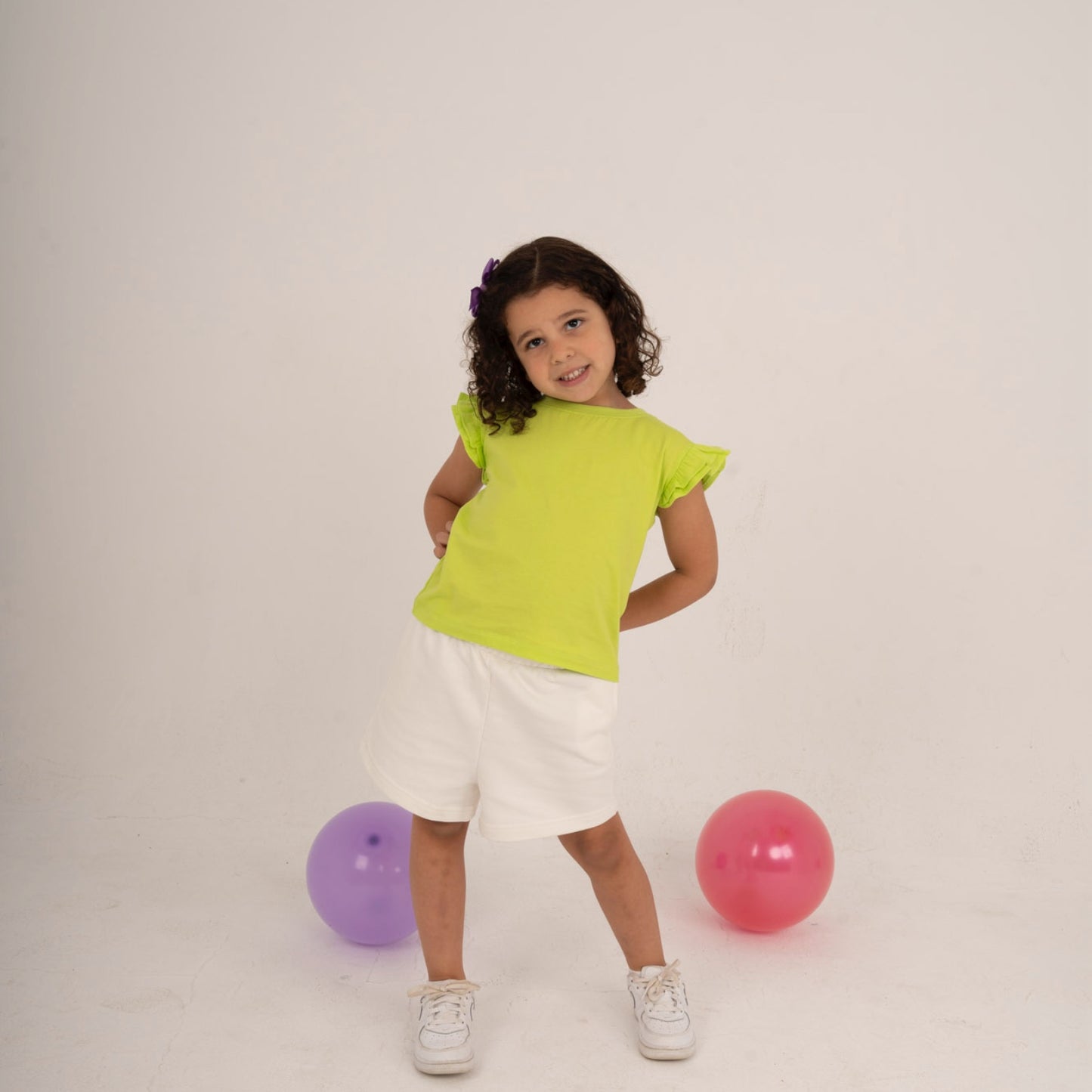 Ruffled Bliss Set (Lime Green X Off White)