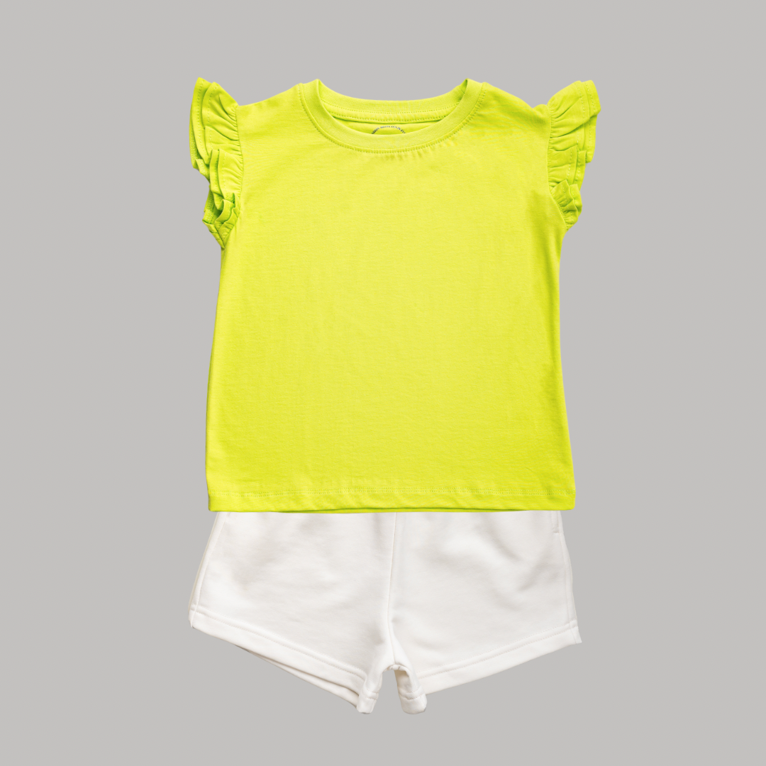 Ruffled Bliss Set (Lime Green X Off White)