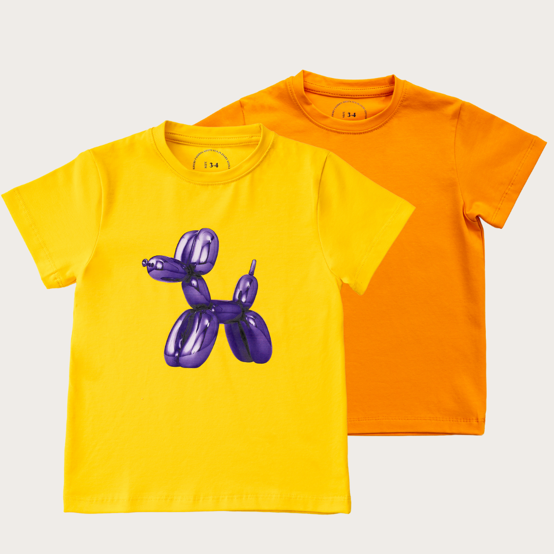 Easy Beezy "Dog Balloon" T-Shirt Pack (Orange & Yellow)