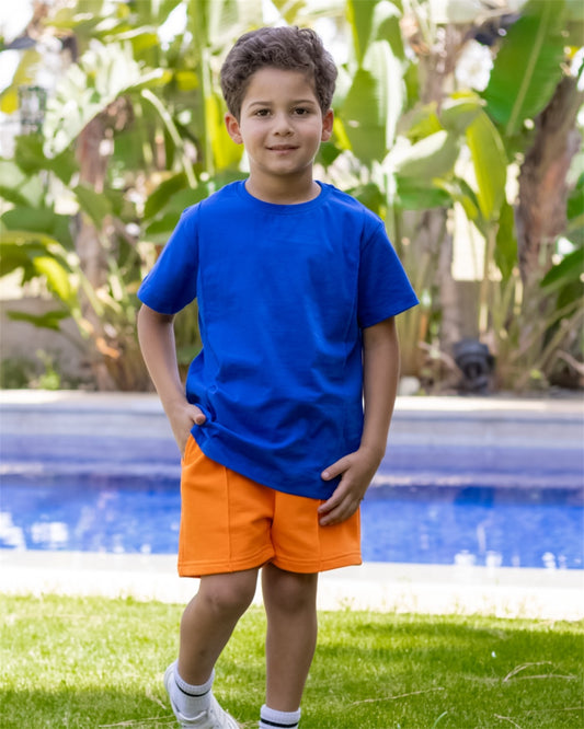 Double Stitched Boys Set (Royal Blue X Orange)