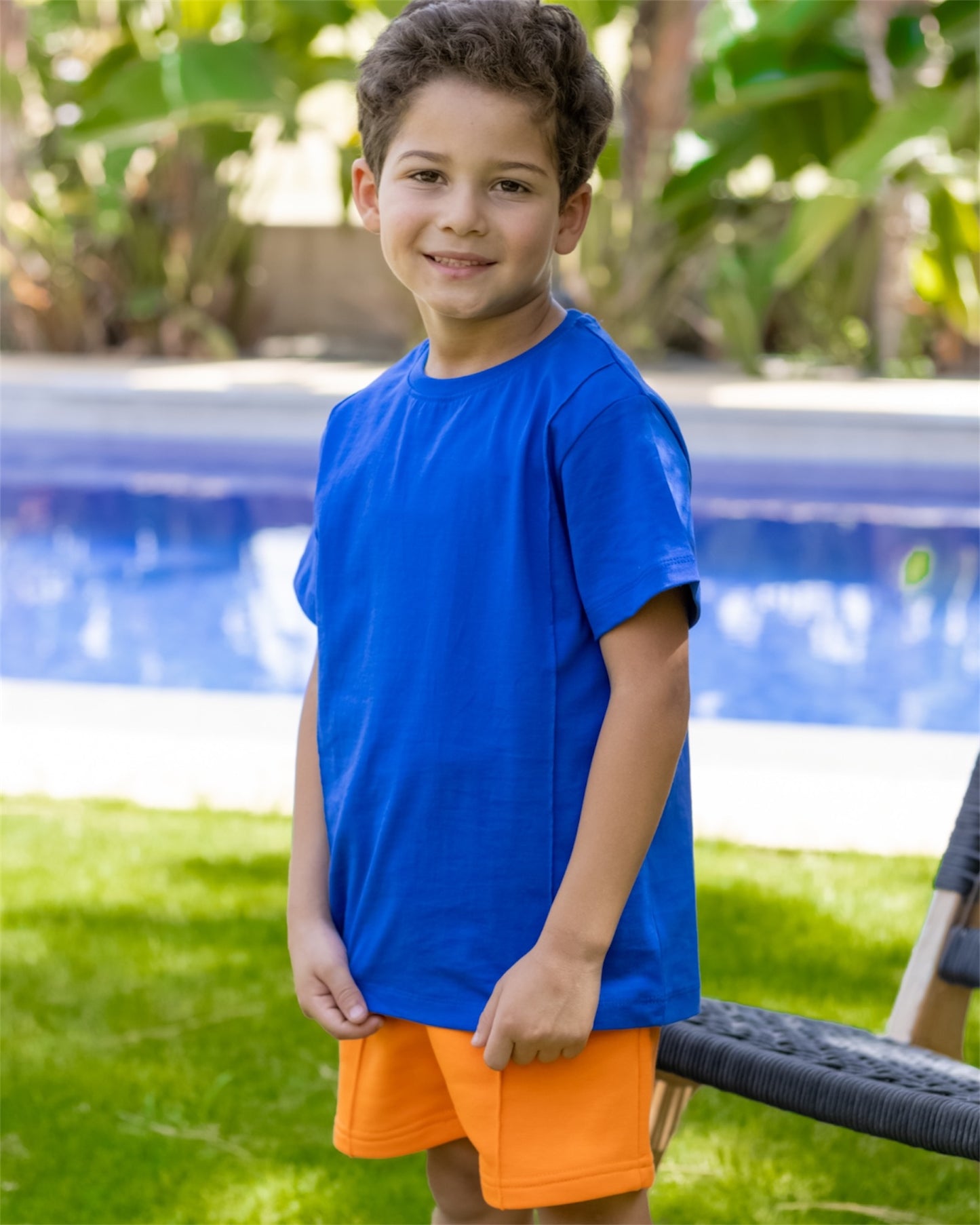 Double Stitched Boys Set (Royal Blue X Orange)