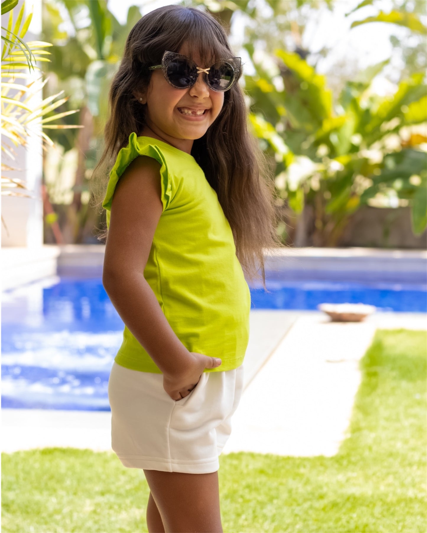 Ruffled Bliss Set (Lime Green X Off White)