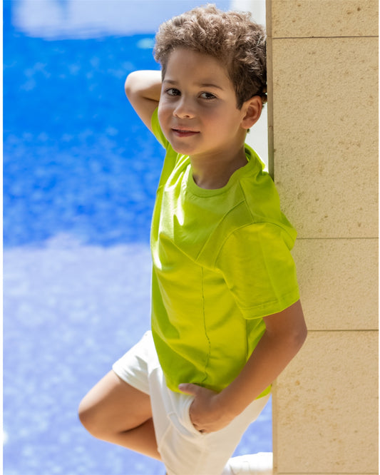 Double Stitched Boys Set (Lime Green X Off White)