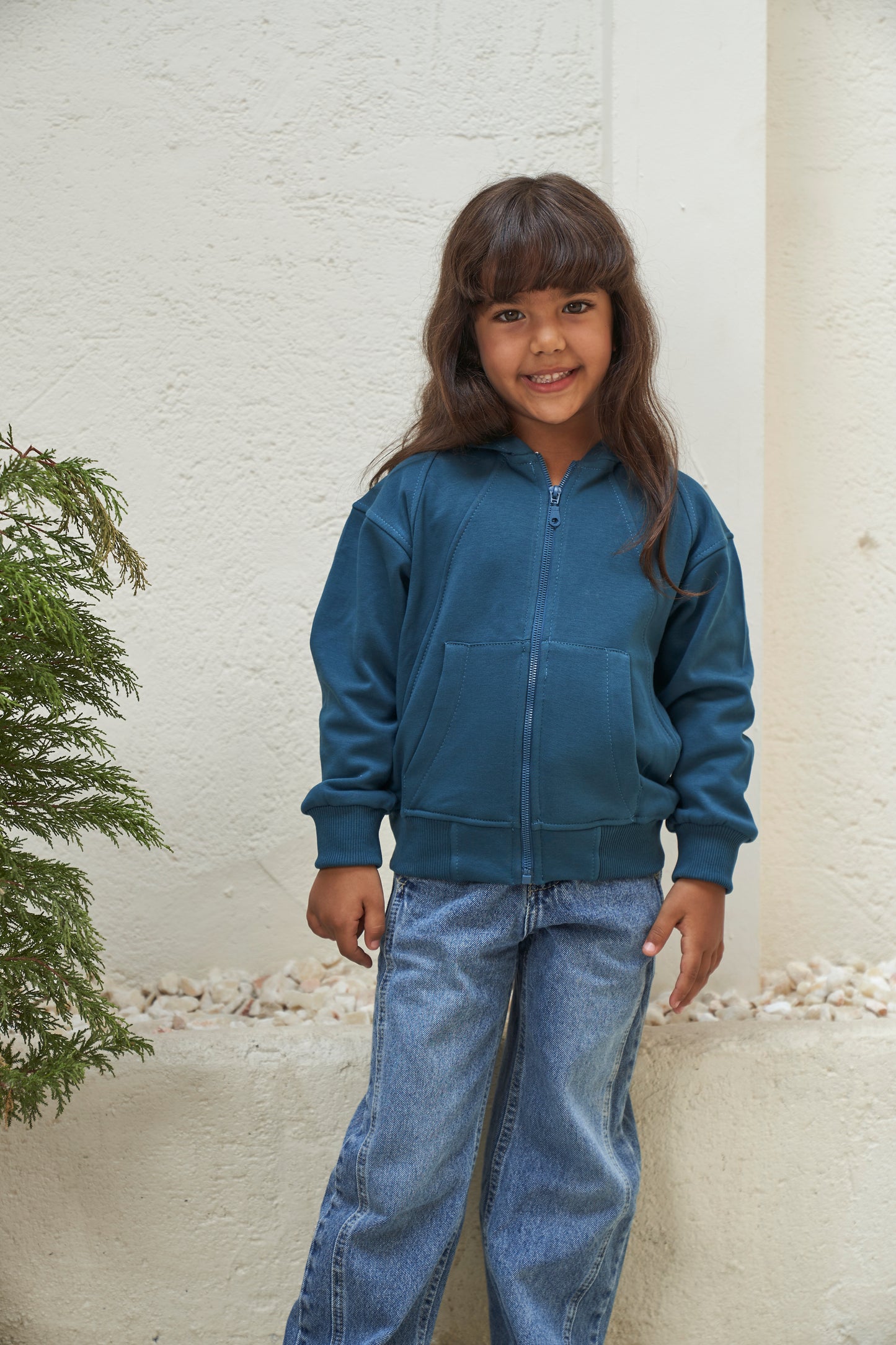 Stripe Line Zipper Hoodie- Petrol (unisex)