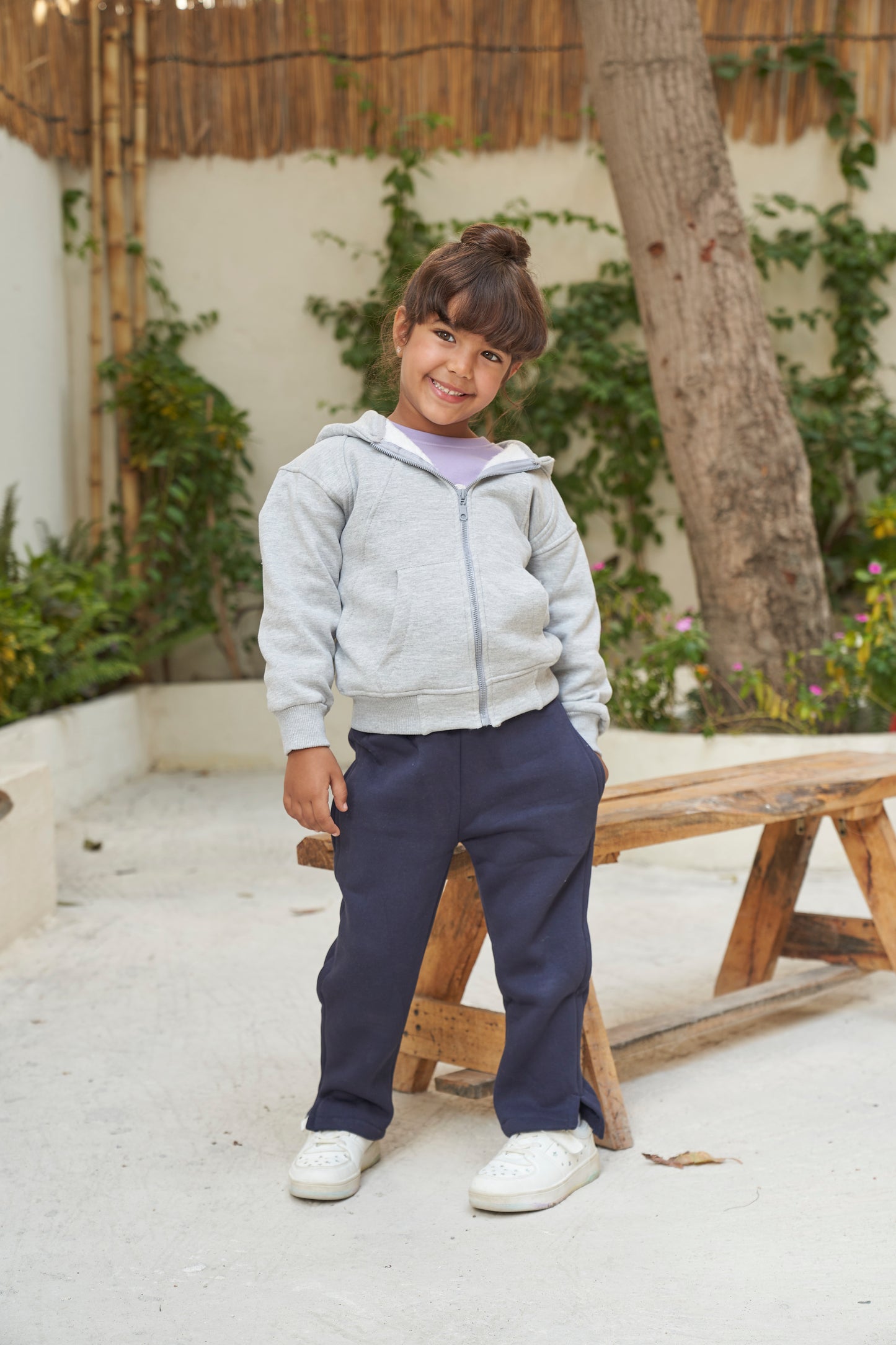 Stripe Line Zipper Hoodie- Grey (unisex)