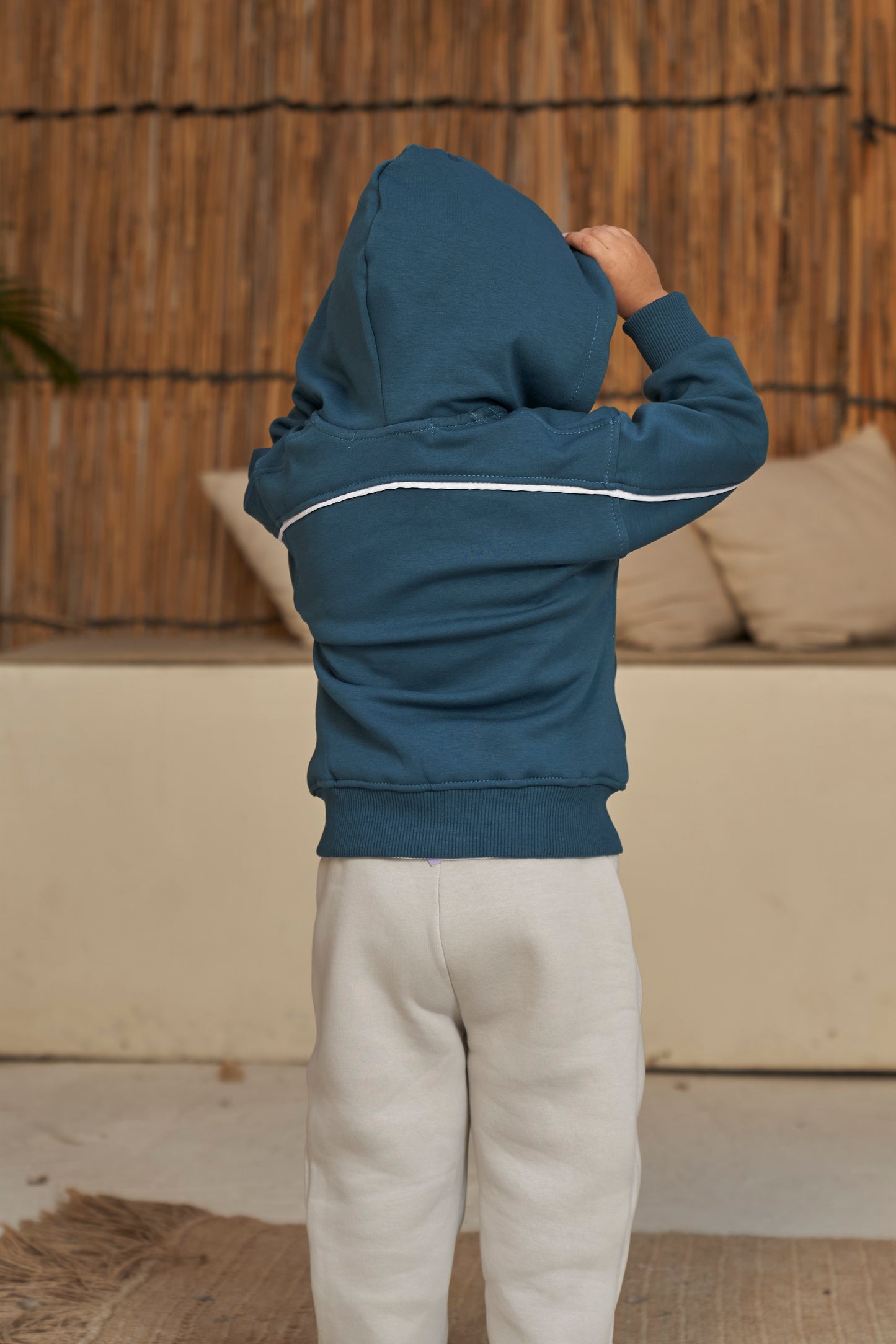 Stripe Line Zipper Hoodie- Petrol (unisex)