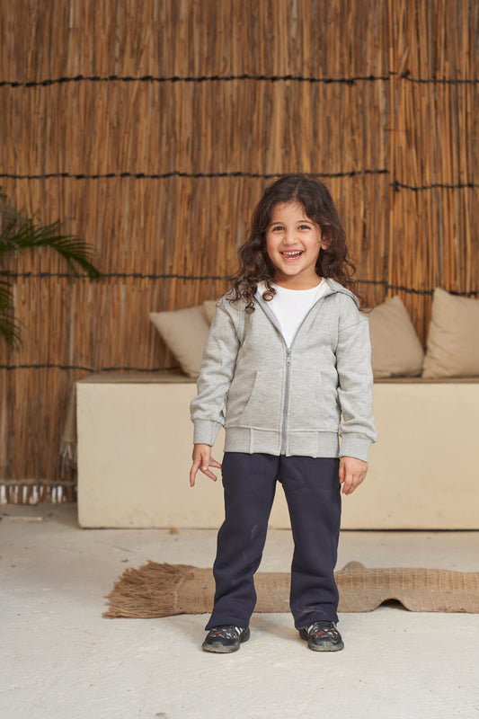 Stripe Line Zipper Hoodie- Grey (unisex)