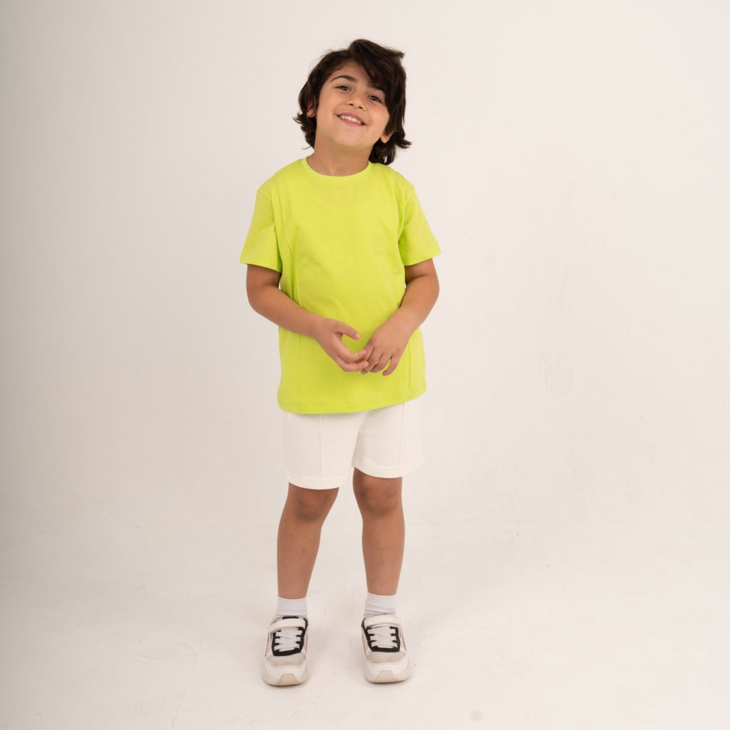 Double Stitched Boys Set (Lime Green X Off White)