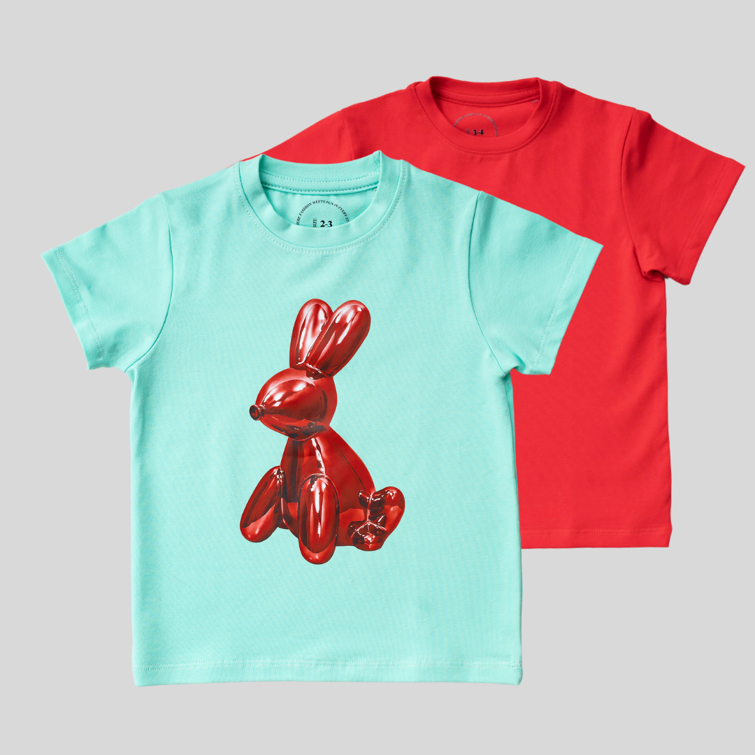 Easy Beezy "Bunny Balloon" T-Shirt Pack (Watermelon & Aqua)