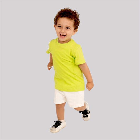 Double Stitched Boys Set (Lime Green X Off White)