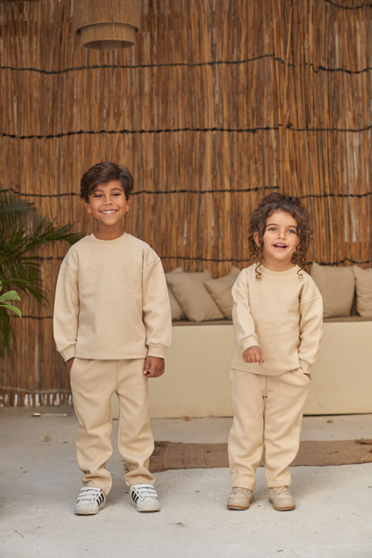 Twist Edge Cashmere Set-Beige (unisex)